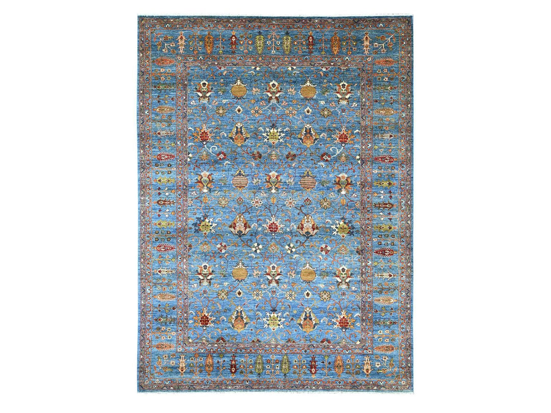 8'10" x 11'10" New Hand Knotted Blue Wool Rectangle Oriental Rug - MOA10221260