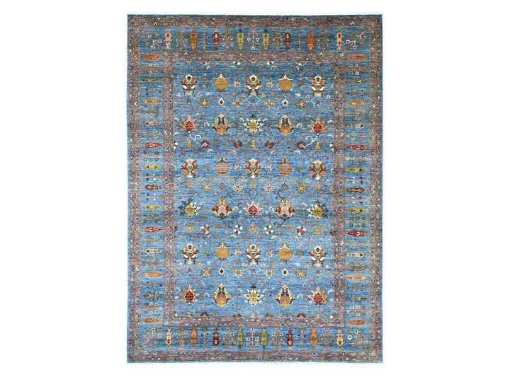 8'10" x 11'10" New Hand Knotted Blue Wool Rectangle Oriental Rug - MOA10221260