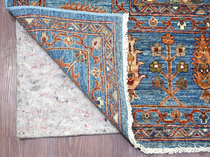 8'10" x 11'10" New Hand Knotted Blue Wool Rectangle Oriental Rug - MOA10221260