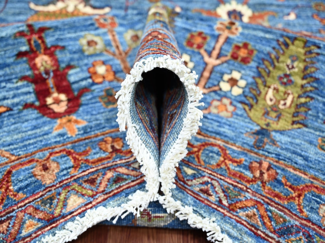 8'10" x 11'10" New Hand Knotted Blue Wool Rectangle Oriental Rug - MOA10221260