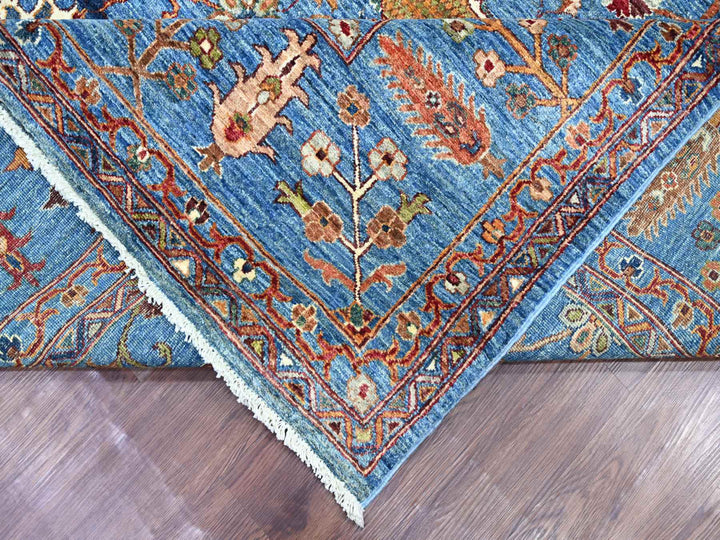 8'10" x 11'10" New Hand Knotted Blue Wool Rectangle Oriental Rug - MOA10221260