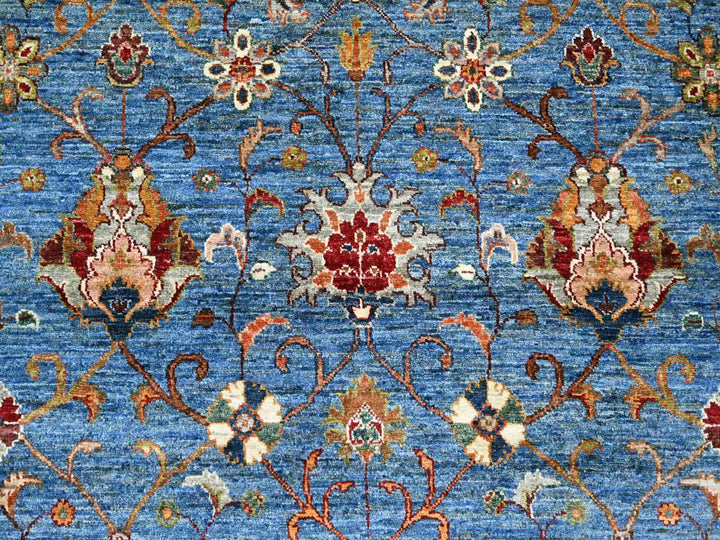 8'10" x 11'10" New Hand Knotted Blue Wool Rectangle Oriental Rug - MOA10221260