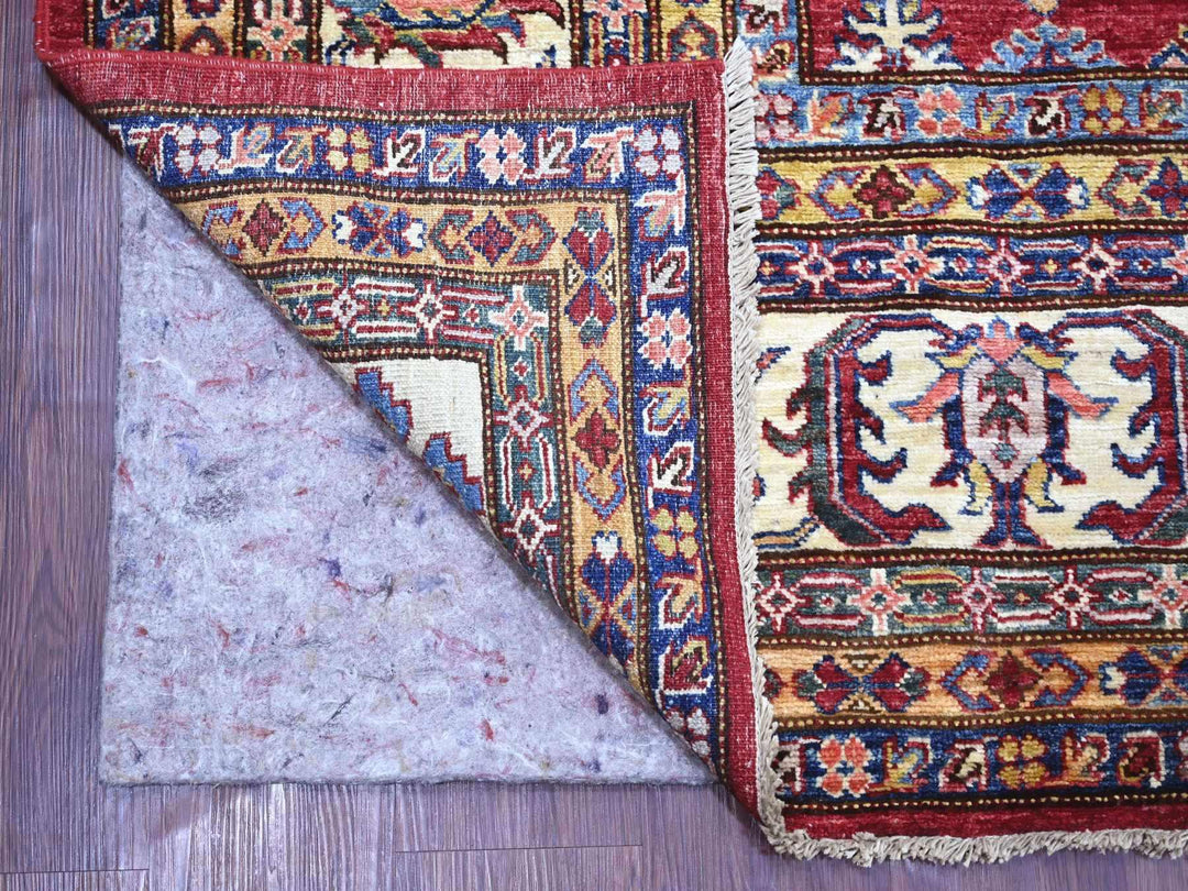9'0" x 11'11" New Hand Knotted Red Wool Rectangle Oriental Rug - MOA10221261