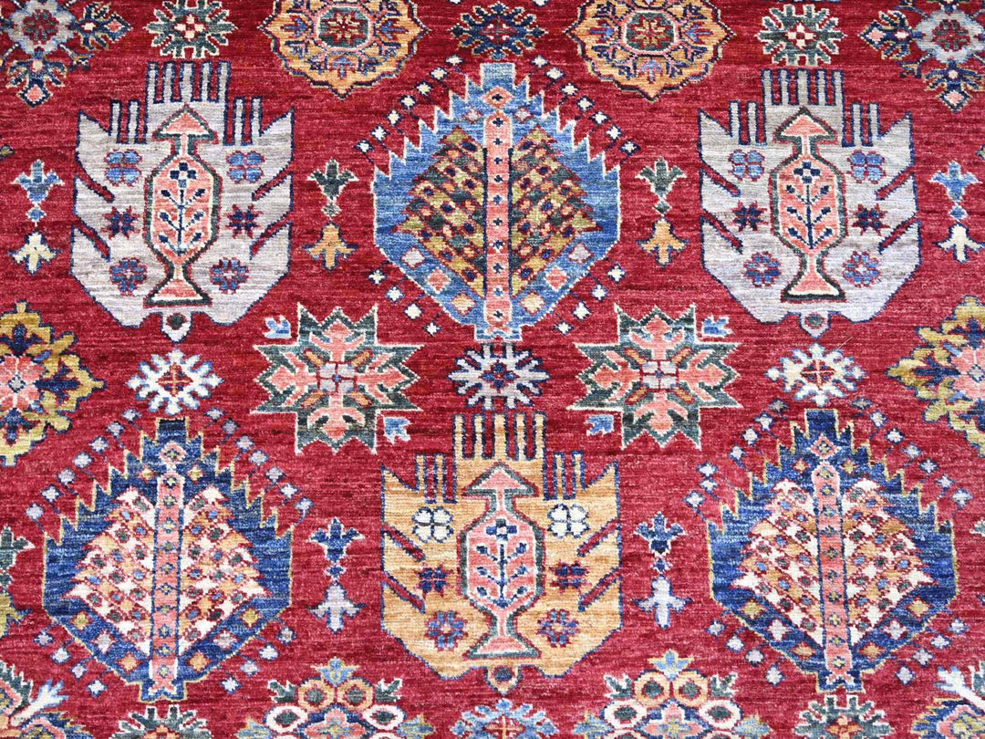 9'0" x 11'11" New Hand Knotted Red Wool Rectangle Oriental Rug - MOA10221261