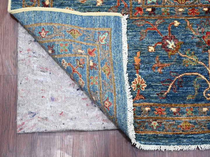 9'1" x 12'2" New Hand Knotted Blue Wool Rectangle Oriental Rug - MOA10221262