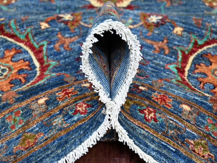9'1" x 12'2" New Hand Knotted Blue Wool Rectangle Oriental Rug - MOA10221262