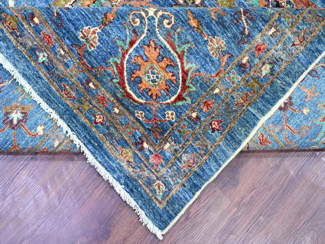 9'1" x 12'2" New Hand Knotted Blue Wool Rectangle Oriental Rug - MOA10221262
