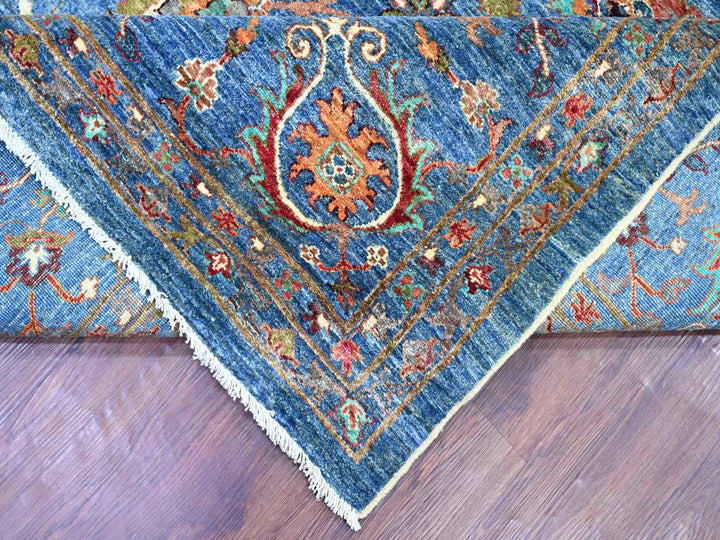 9'1" x 12'2" New Hand Knotted Blue Wool Rectangle Oriental Rug - MOA10221262