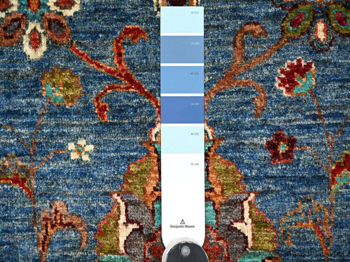 9'1" x 12'2" New Hand Knotted Blue Wool Rectangle Oriental Rug - MOA10221262