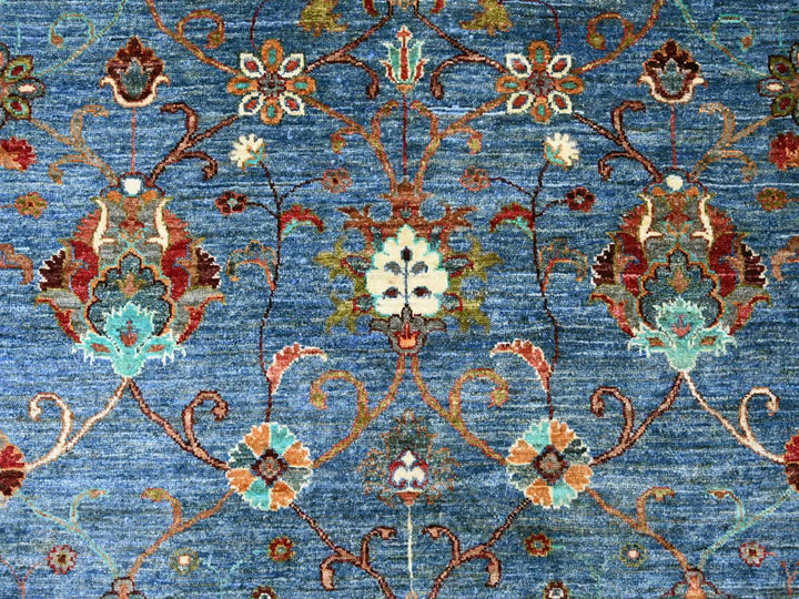 9'1" x 12'2" New Hand Knotted Blue Wool Rectangle Oriental Rug - MOA10221262