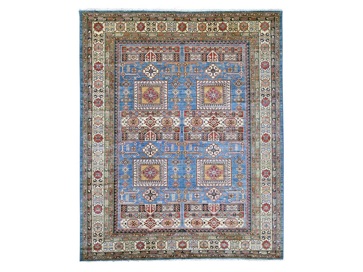 8'2" x 9'11" New Hand Knotted Blue Wool Rectangle Oriental Rug - MOA10221264