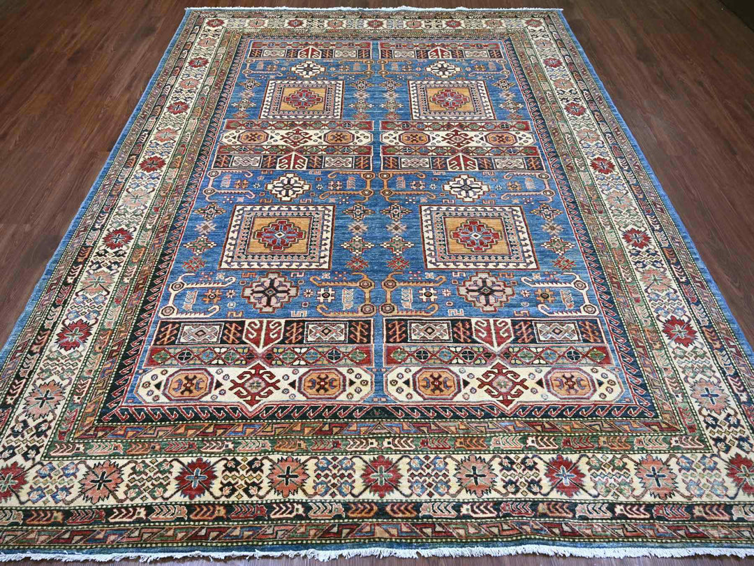 8'2" x 9'11" New Hand Knotted Blue Wool Rectangle Oriental Rug - MOA10221264