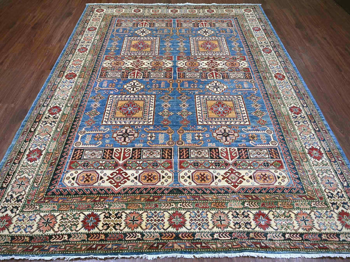 8'2" x 9'11" New Hand Knotted Blue Wool Rectangle Oriental Rug - MOA10221264