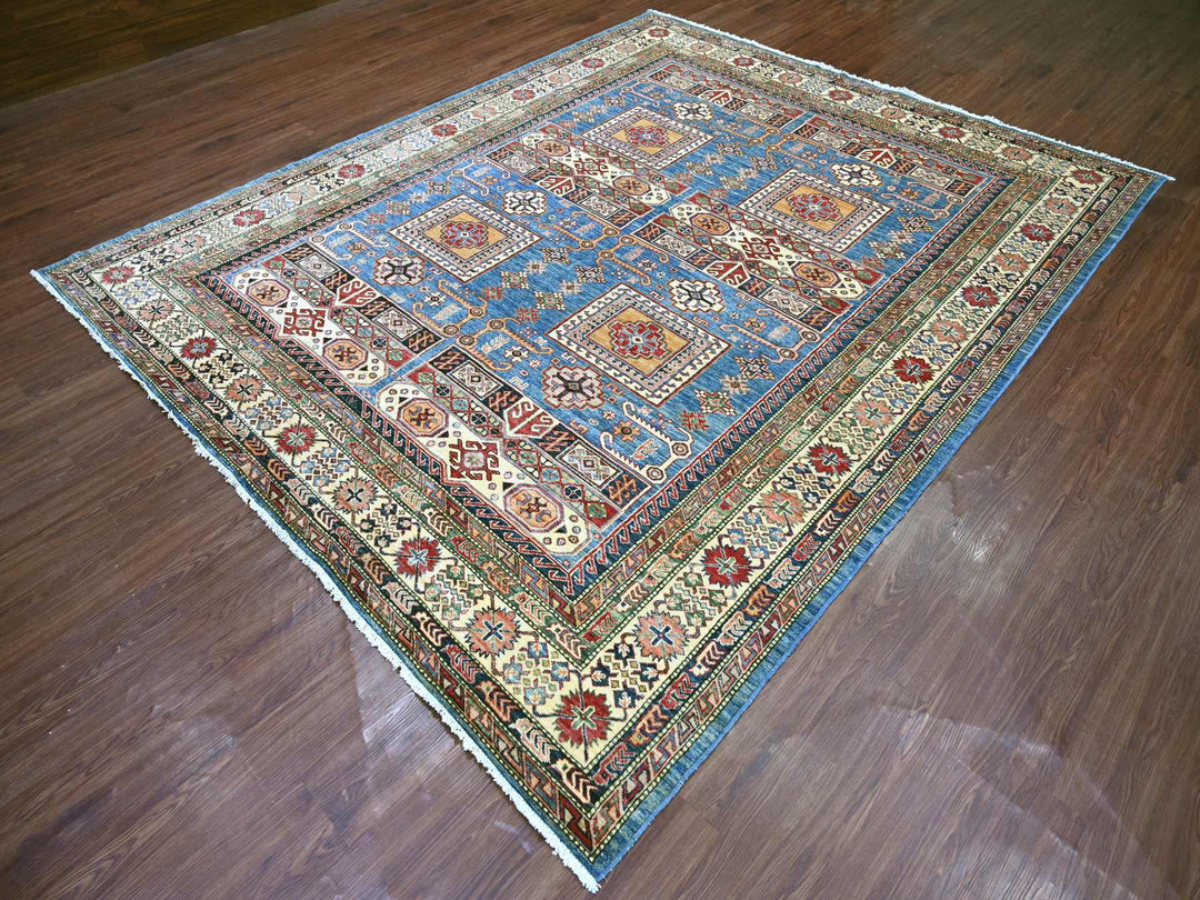 8'2" x 9'11" New Hand Knotted Blue Wool Rectangle Oriental Rug - MOA10221264