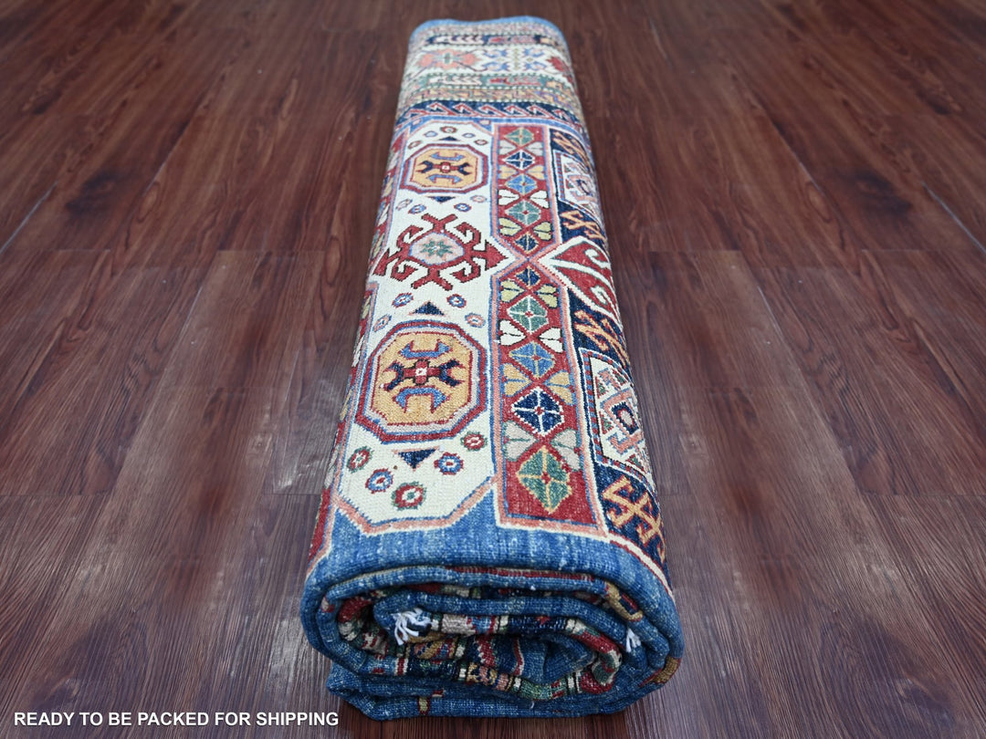 8'2" x 9'11" New Hand Knotted Blue Wool Rectangle Oriental Rug - MOA10221264