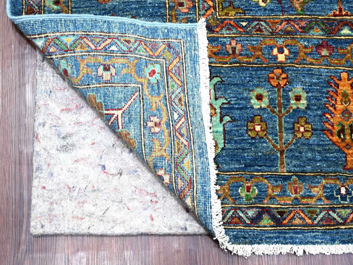 9'0" x 11'11" New Hand Knotted Blue Wool Rectangle Oriental Rug - MOA10221265