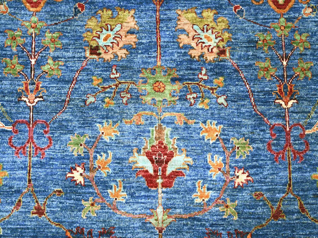 9'0" x 11'11" New Hand Knotted Blue Wool Rectangle Oriental Rug - MOA10221265