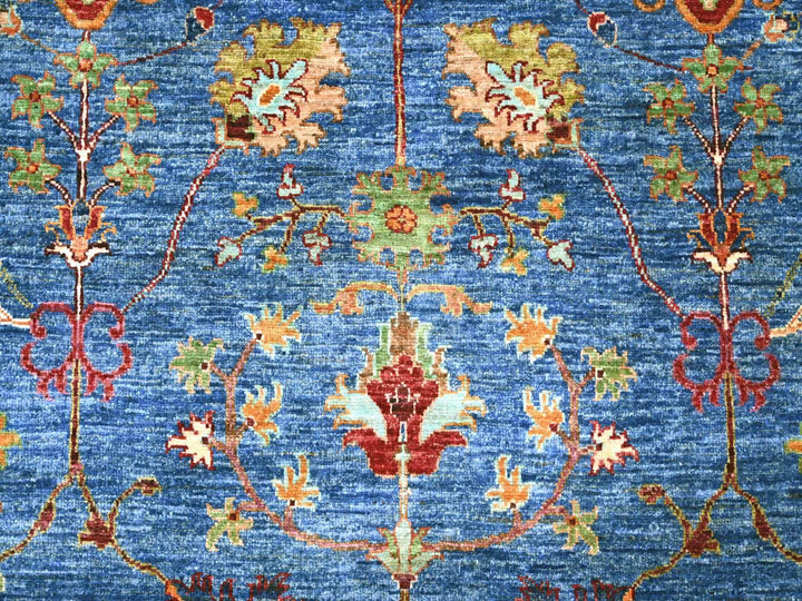 9'0" x 11'11" New Hand Knotted Blue Wool Rectangle Oriental Rug - MOA10221265