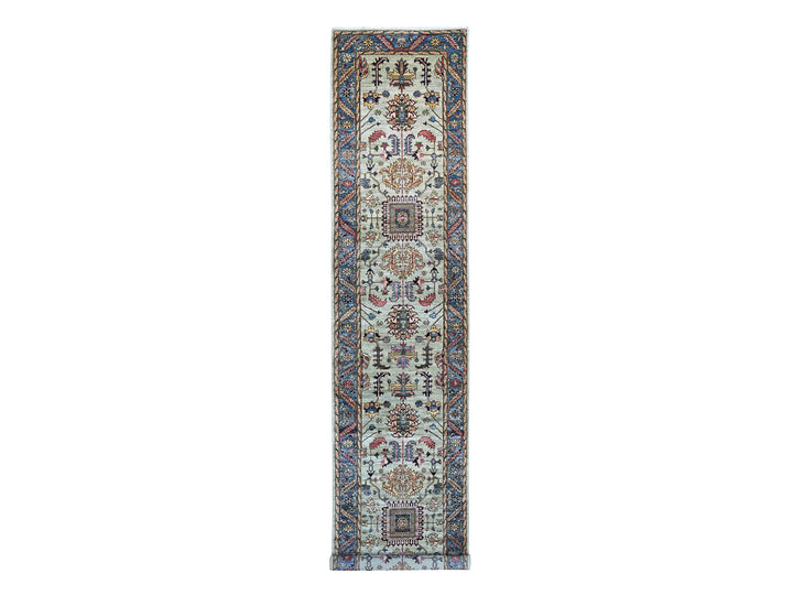 3'1" x 15'9" New Hand Knotted Green Wool Runner Oriental Rug - MOA10221266