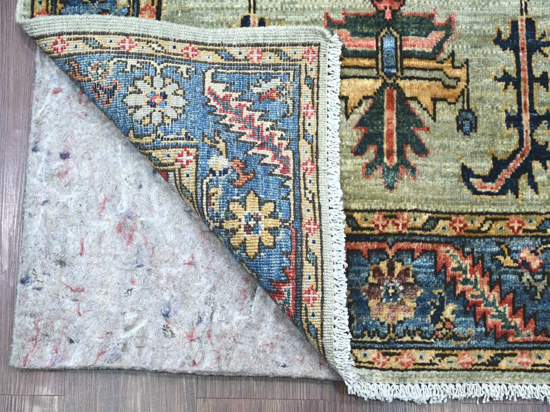 3'1" x 15'9" New Hand Knotted Green Wool Runner Oriental Rug - MOA10221266
