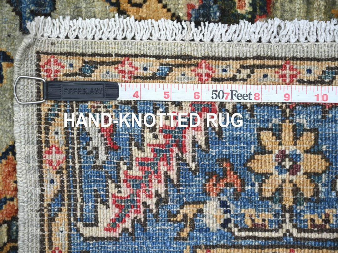3'1" x 15'9" New Hand Knotted Green Wool Runner Oriental Rug - MOA10221266