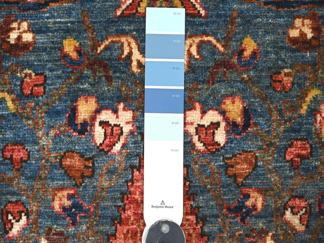 2'7" x 12'10" New Hand Knotted Blue Wool Runner Oriental Rug - MOA10221267