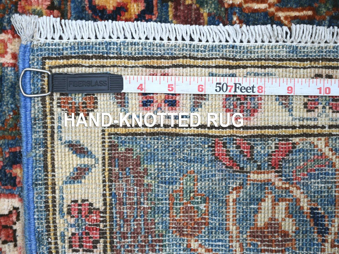 2'7" x 12'10" New Hand Knotted Blue Wool Runner Oriental Rug - MOA10221267