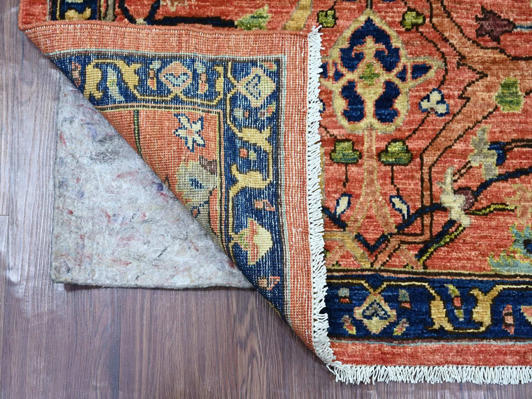 3'2" x 11'6" New Hand Knotted Red Wool Runner Oriental Rug - MOA10221268