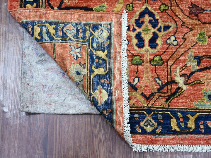 3'2" x 11'6" New Hand Knotted Red Wool Runner Oriental Rug - MOA10221268