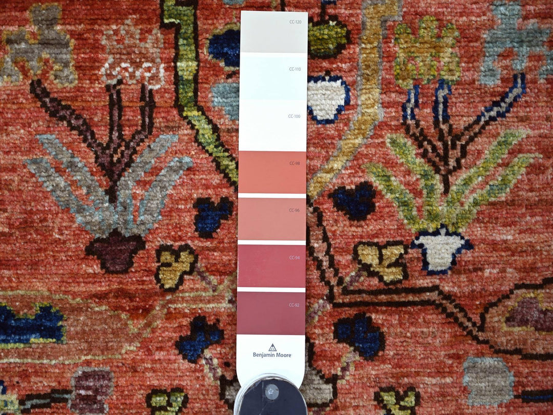 3'2" x 11'6" New Hand Knotted Red Wool Runner Oriental Rug - MOA10221268