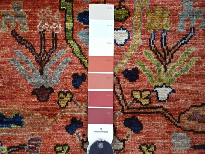 3'2" x 11'6" New Hand Knotted Red Wool Runner Oriental Rug - MOA10221268