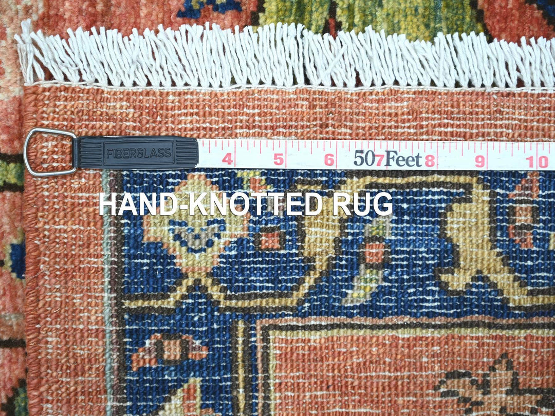 3'2" x 11'6" New Hand Knotted Red Wool Runner Oriental Rug - MOA10221268