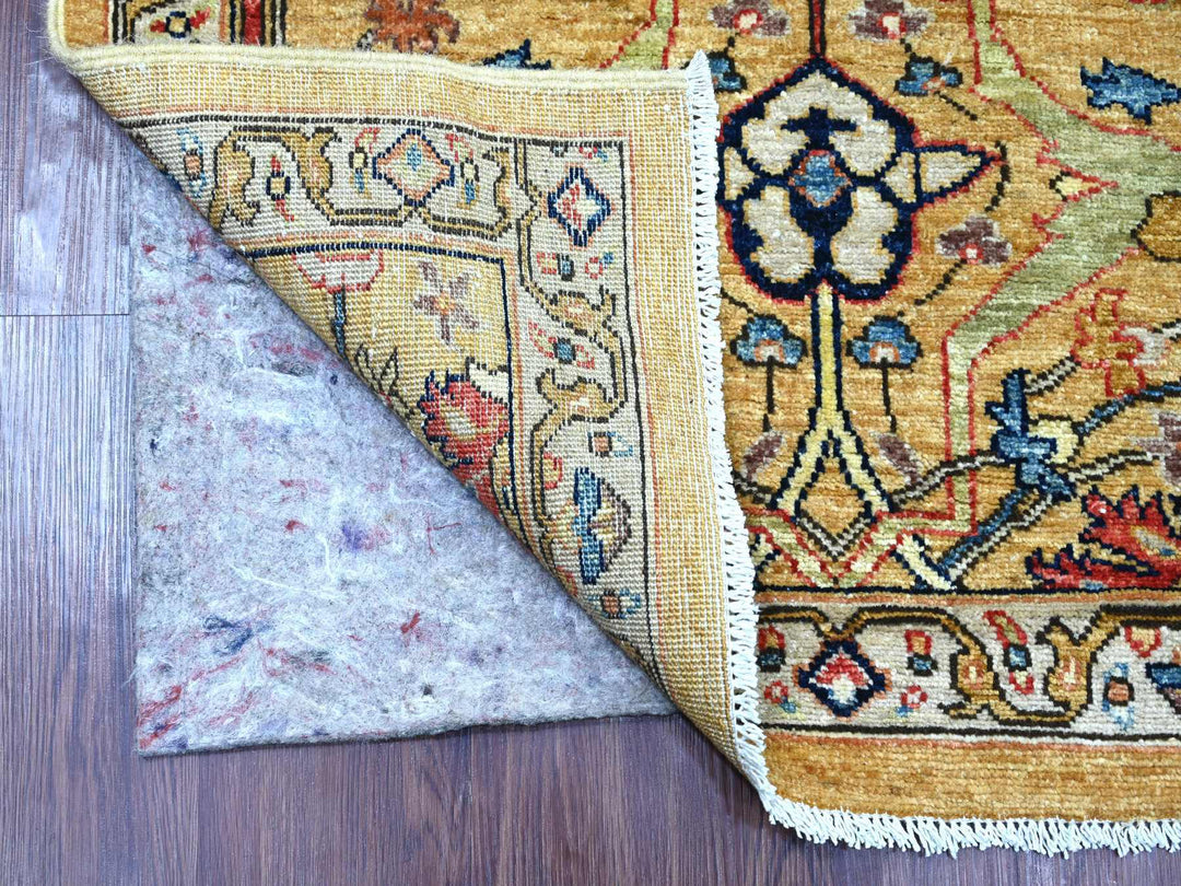 3'1" x 11'5" New Hand Knotted Yellow Wool Runner Oriental Rug - MOA10221269