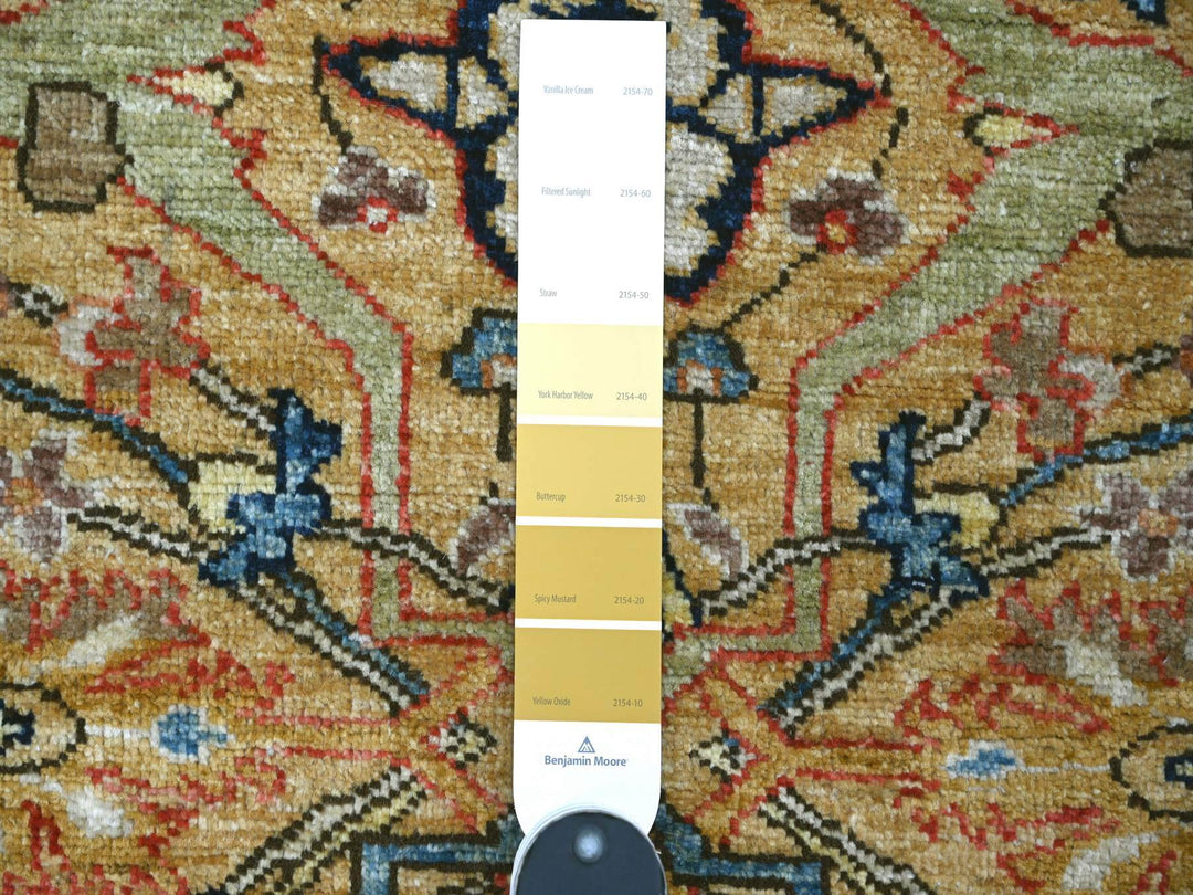 3'1" x 11'5" New Hand Knotted Yellow Wool Runner Oriental Rug - MOA10221269