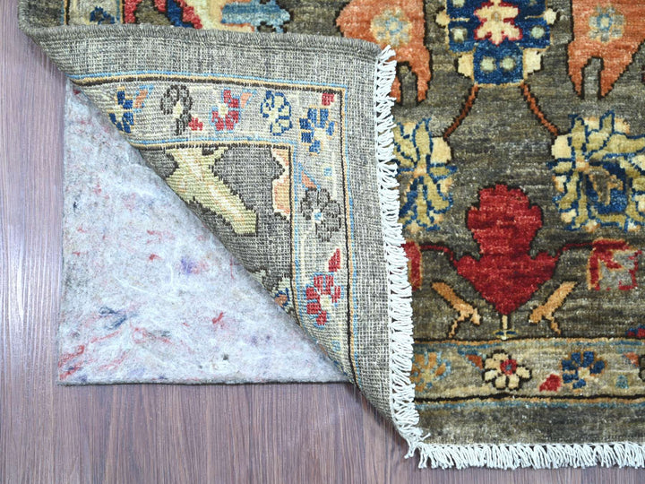 3'1" x 17'7" New Hand Knotted Brown Wool Runner Oriental Rug - MOA10221270