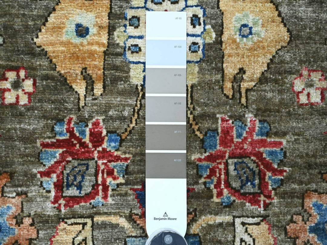 3'1" x 17'7" New Hand Knotted Brown Wool Runner Oriental Rug - MOA10221270