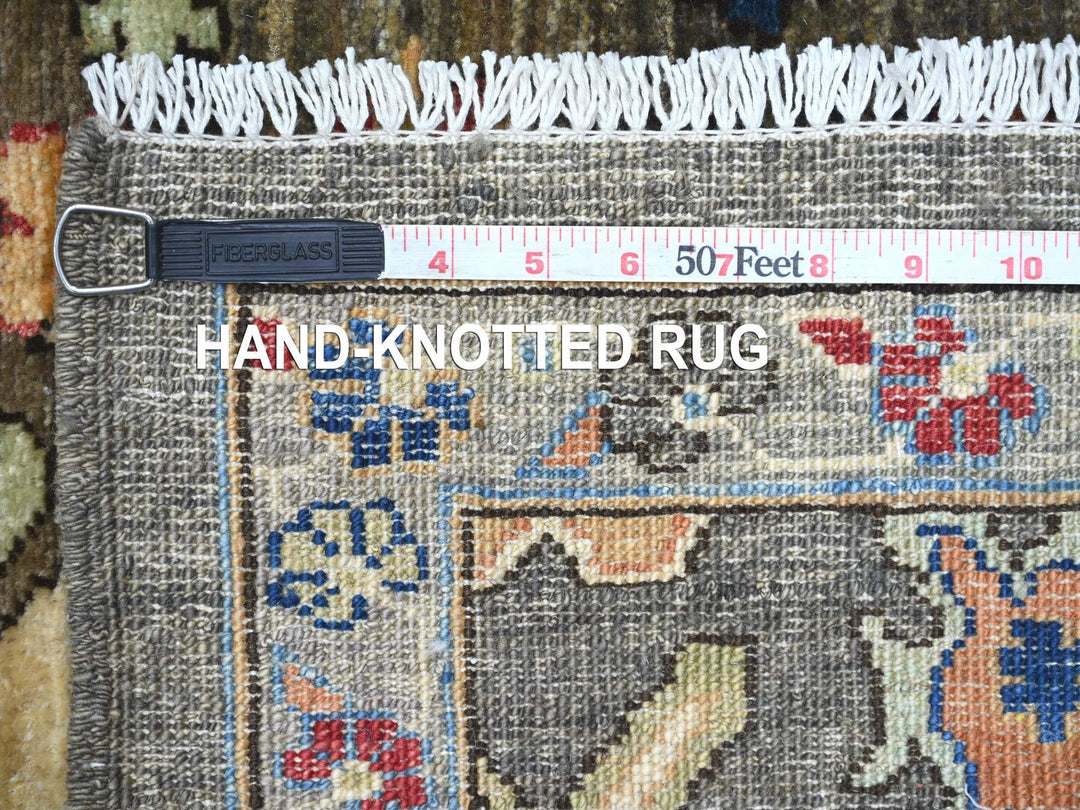 3'1" x 17'7" New Hand Knotted Brown Wool Runner Oriental Rug - MOA10221270
