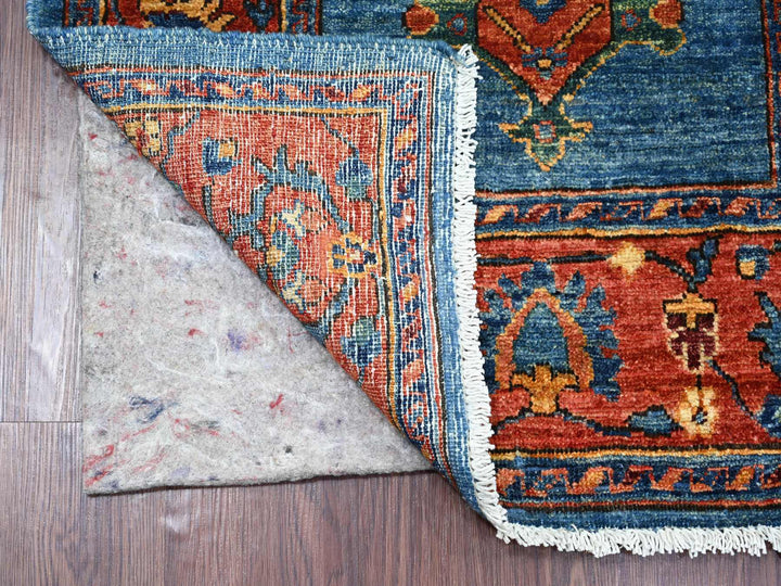 2'9" x 10'2" New Hand Knotted Blue Wool Runner Oriental Rug - MOA10221273