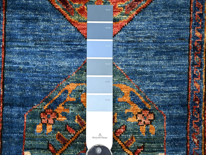 2'9" x 10'2" New Hand Knotted Blue Wool Runner Oriental Rug - MOA10221273