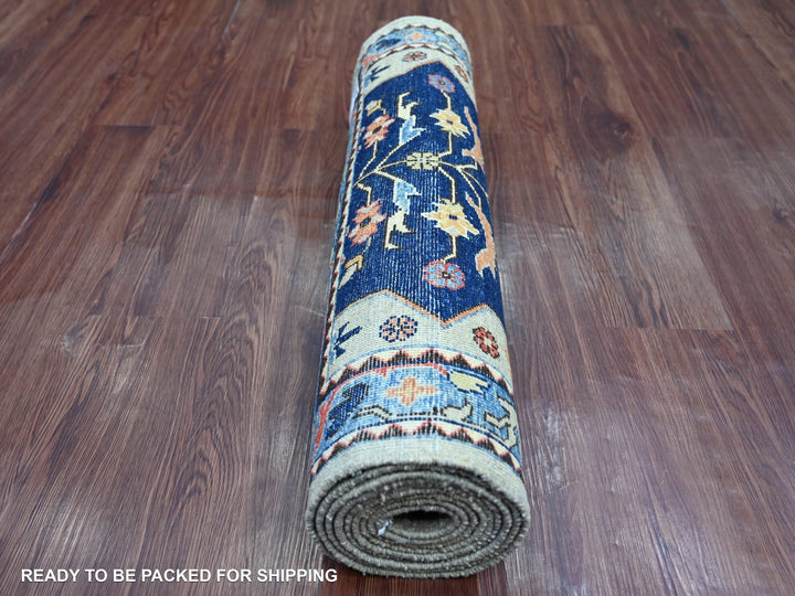 2'8" x 10'2" New Hand Knotted Grey Wool Runner Oriental Rug - MOA10221274