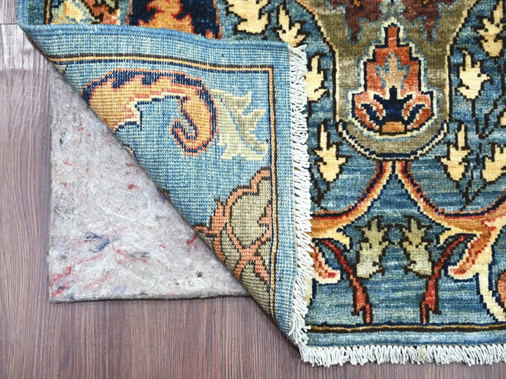 2'7" x 13'9" New Hand Knotted Blue Wool Runner Oriental Rug - MOA10221275