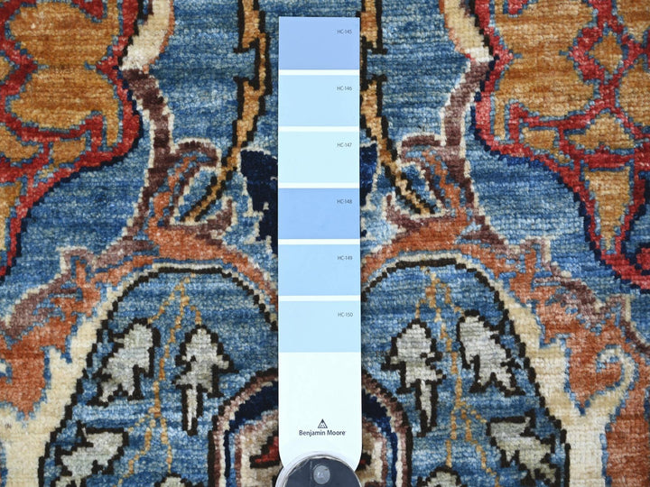 2'7" x 13'9" New Hand Knotted Blue Wool Runner Oriental Rug - MOA10221275
