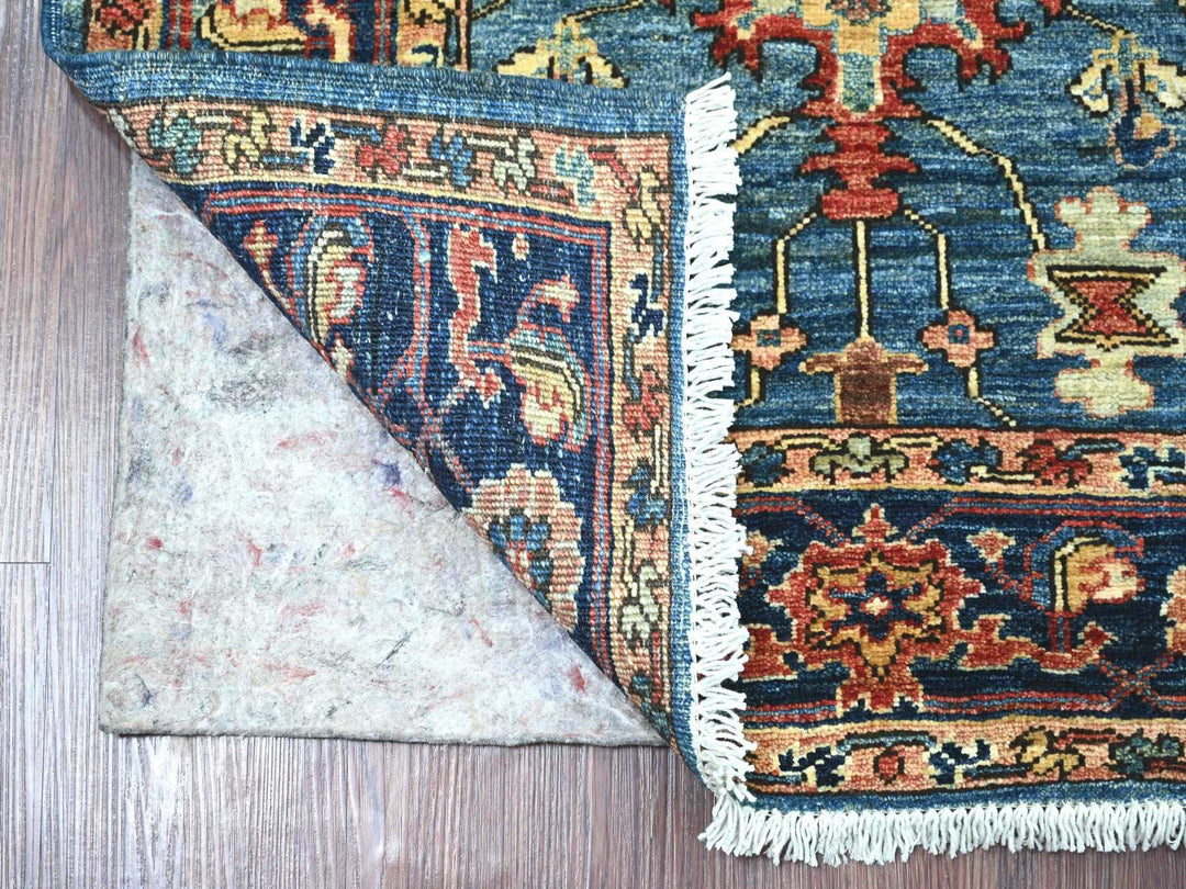 2'8" x 9'7" New Hand Knotted Blue Wool Runner Oriental Rug - MOA10221277