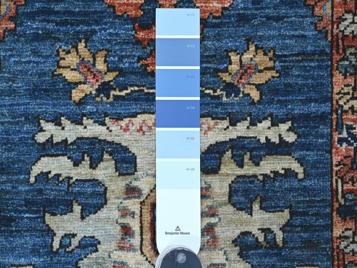 2'8" x 9'7" New Hand Knotted Blue Wool Runner Oriental Rug - MOA10221277
