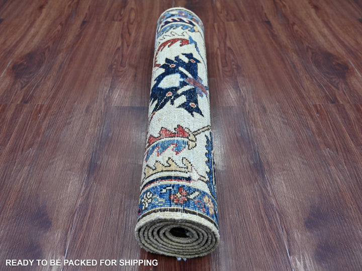 2'3" x 5'11" New Hand Knotted Ivory Wool Runner Oriental Rug - MOA10221279