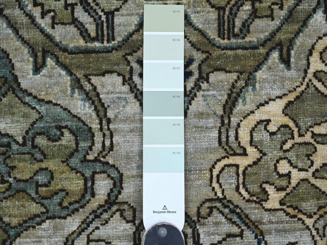 2'7" x 14'2" New Hand Knotted Grey Wool Runner Oriental Rug - MOA10221280