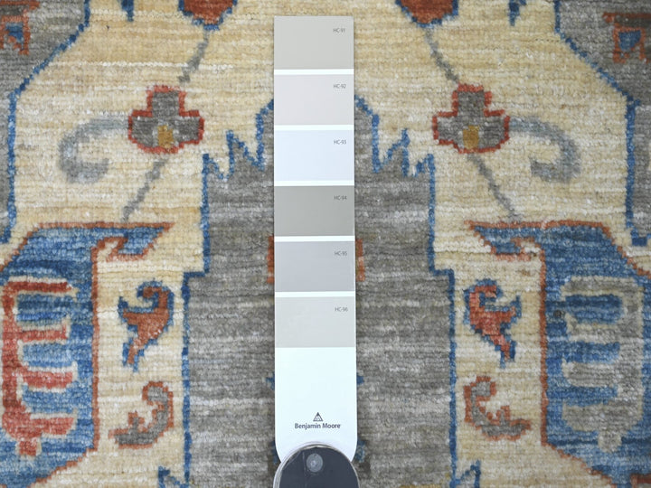2'7" x 5'10" New Hand Knotted Grey Wool Runner Oriental Rug - MOA10221282