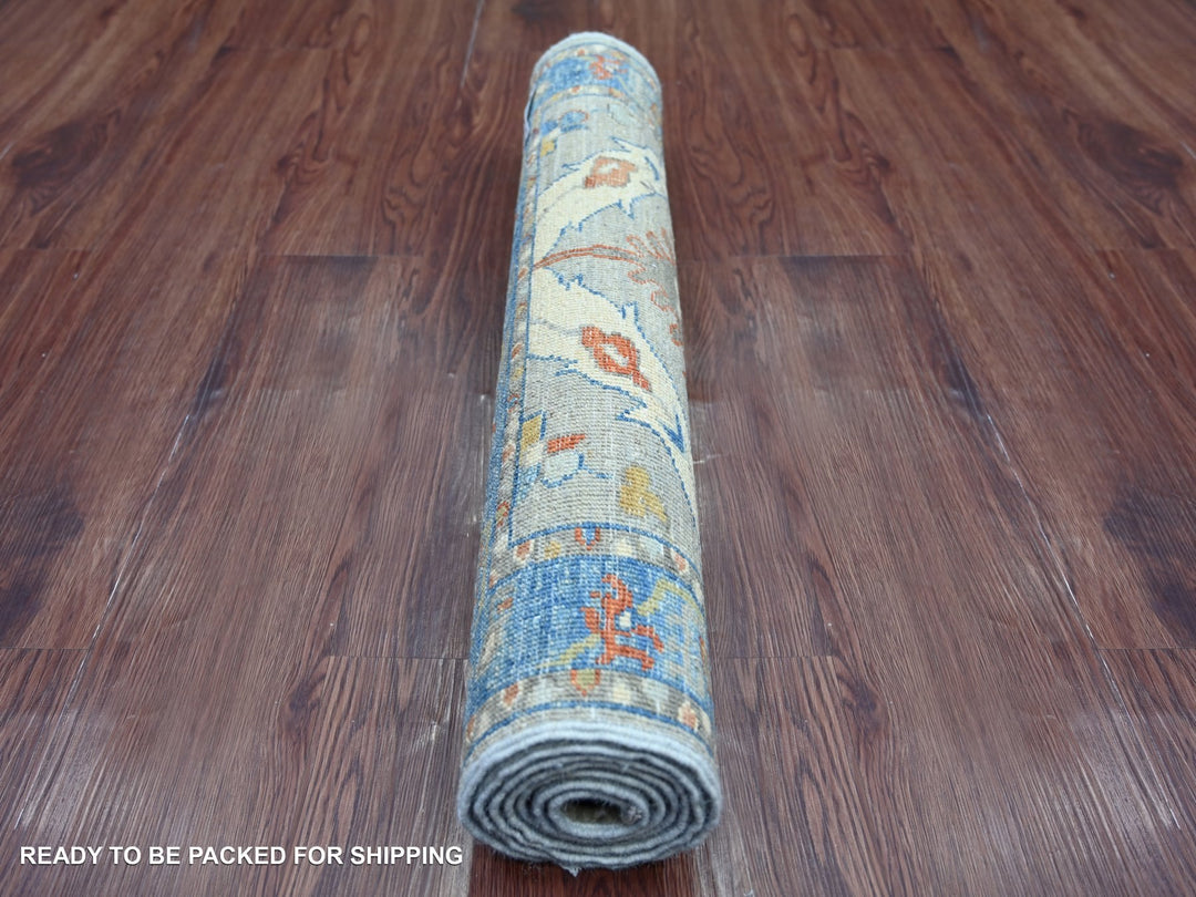 2'7" x 5'10" New Hand Knotted Grey Wool Runner Oriental Rug - MOA10221282