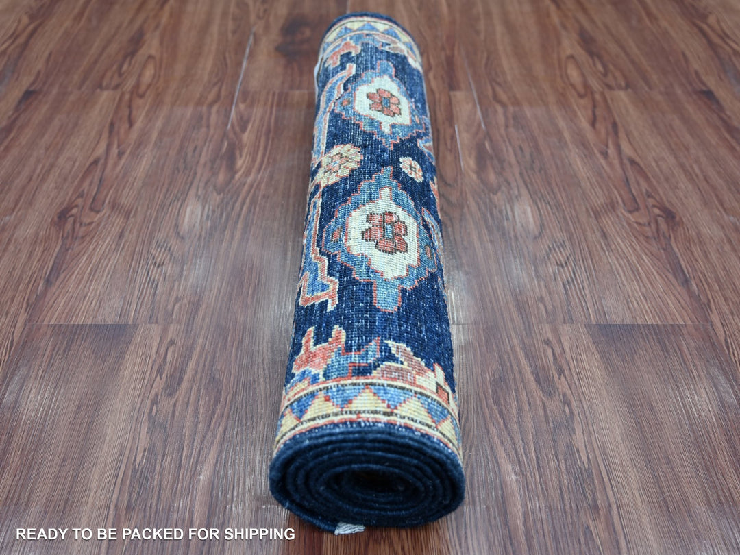 2'1" x 6'0" New Hand Knotted Blue Wool Runner Oriental Rug - MOA10221283