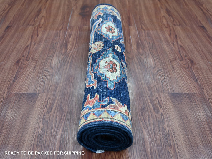 2'1" x 6'0" New Hand Knotted Blue Wool Runner Oriental Rug - MOA10221283